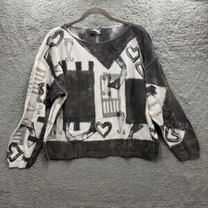 V.C. Torias Vintage Women's One Size Sweater Abstract Heart Wearable Art Modern